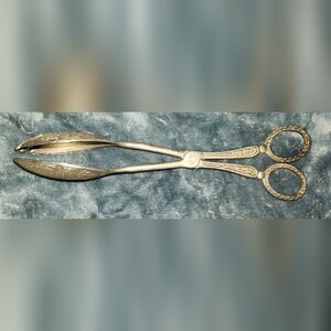 Vintage silver-plated serving tongs. 